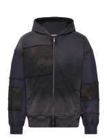 Weekday - Washed Patchwork Zip Hoodie - Lengva striukė - Tamsiai mėlyna