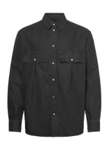 WOOD WOOD - Wwnico Pleated Shirt - Laisvalaikio marškiniai - Juoda