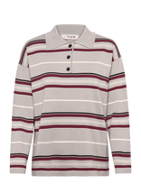 A-View - Polo Long Sleeve Stripe Knit Blouse - Marškinėliai ilgomis rankovėmis - Pilka