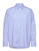 Sporty & Rich - Eden Script Oversized Shirt - Marškinėliai ilgomis rankovėmis - Mėlyna