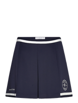 Sporty & Rich - Eden Crest Embroidered Mila Skirt - Trumpas sijonas - Tamsiai mėlyna
