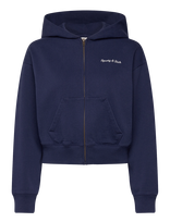 Sporty & Rich - Eden Crest Embroidered Cropped Zip Hoodie - Džemperis - Tamsiai mėlyna