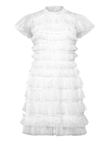 Bubbleroom - High Neck Tulle Frill Dress - Trumpa suknelė - Balta