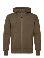 C.P. Company - Diagonal Raised Fleece Goggle Zipped Hoodie - Džemperis - Chaki spalva