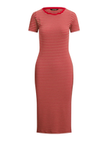 Lauren Ralph Lauren - Striped Cotton-Blend Ribbed Tee Dress - Iki kelių ir midi suknelės - Raudona
