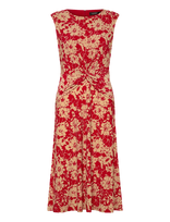 Lauren Ralph Lauren - Floral Twist-Front Stretch Jersey Dress - Iki kelių ir midi suknelės - Raudona
