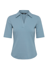 Lauren Ralph Lauren - Rib-Knit Elbow-Sleeve Polo Tee - Polo marškinėliai - Mėlyna