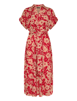 Lauren Ralph Lauren - Floral Belted Crepe Dress - Iki kelių ir midi suknelės - Raudona