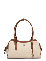 Lauren Ralph Lauren - Canvas & Leather Large Marcy Zip Satchel - Rankinė - Kreminė spalva