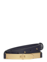 Lauren Ralph Lauren - Turn-Lock Skinny Leather Belt - Juosmens diržas - Tamsiai mėlyna