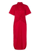 Lauren Ralph Lauren - Twist-Front Cotton-Blend Shirtdress - Iki kelių ir midi suknelės - Raudona