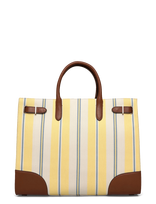 Lauren Ralph Lauren - Striped Canvas Large Devyn Tote Bag - Talpi rankinė - Geltona