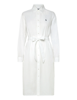 Polo Ralph Lauren - Cotton-Linen Belted Shirtdress - Iki kelių ir midi suknelės - Balta