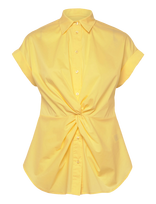 Lauren Ralph Lauren - Twist-Front Cotton Short-Sleeve Shirt - Marškinėliai trumpomis rankovėmis - Geltona