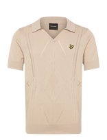 Lyle & Scott - Argyle Knitted Polo - Megzti polo marškinėliai trumpomis rankovėmis - Kreminė spalva