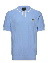 Lyle & Scott - Tipped Pique Knitted Polo - Megzti polo marškinėliai trumpomis rankovėmis - Mėlyna