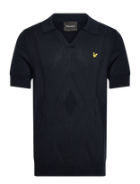 Lyle & Scott - Argyle Knitted Polo - Megzti polo marškinėliai trumpomis rankovėmis - Tamsiai mėlyna