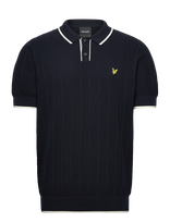 Lyle & Scott - Tipped Pique Knitted Polo - Megzti polo marškinėliai trumpomis rankovėmis - Tamsiai mėlyna