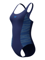 Speedo - Placement Muscleback Swimsuit - Sportinis maudymosi kostiumėlis - Tamsiai mėlyna