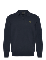 Lyle & Scott - Cotton Long Sleeve Polo Collar Jumper - Polo marškinėliai ilgomis rankovėmis - Tamsiai mėlyna