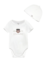 Gant Kids - Ss Romper And Hat Set - Bodžių rinkinys - Balta