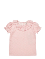 Copenhagen Colors - Crepe Tee W. Frill Collar - Palaidinės ir tunikos - Rožinė