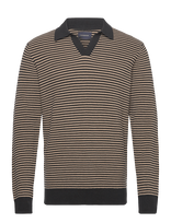 Lindbergh - Recycled V-Neck Polo Knit L/S - Polo marškinėliai ilgomis rankovėmis - Smėlio