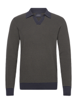 Lindbergh - Recycled V-Neck Polo Knit L/S - Polo marškinėliai ilgomis rankovėmis - Chaki spalva