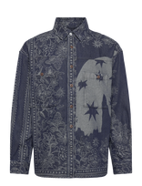 Scotch & Soda - Denim Jacquard Overshirt - Džinsiniai marškiniai - Tamsiai mėlyna