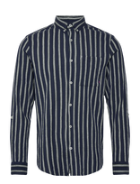 Scotch & Soda - Striped Crinkle Structure Regularfit Shirt - Laisvalaikio marškiniai - Juoda