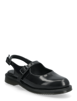 Dr. Martens - Madaline Black Polished Smooth - Plokščiapadžiai bateliai su dirželiu - Juoda