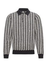 Aimé Leon Dore - Ls Houndstooth Polo - Polo marškinėliai ilgomis rankovėmis - Juoda