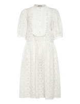 Stella Nova - Cotton Lace Dress - Iki kelių ir midi suknelės - Balta