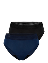 Schiesser - Rio Period Panties, 2-Pack, Lace, Black/Dark Blue - Schiesser Care - Kelnaitės - Marga / raštuota