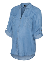 Vero Moda Maternity - Vmmbree 7/8 Sleeve Loose Shirt Ga - Džinsiniai marškiniai - Mėlyna
