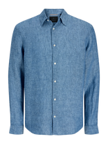 Jack & Jones - Jprblalawrence Linen Ls Shirt Sn - Lininiai marškiniai - Mėlyna