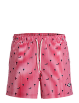 Jack & Jones - Jpstmaui Breeze Mini Stripe Swim Srt Sn - Šortai - Raudona