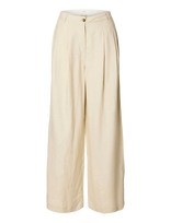 Selected - Slfextra Wide Magna Mw Linen Pant - Plačios kelnės - Kreminė spalva