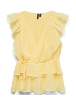 Vero Moda - Vmsabrina Ss Flounce Top Wvn Exp - Marškinėliai trumpomis rankovėmis - Geltona