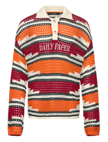 Daily Paper - Kente Stripe Knit Polo - Polo marškinėliai ilgomis rankovėmis - Oranžinė