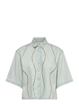 Dante6 - Dante6-Zofia Embellished Denim Shirt - Džinsiniai marškiniai - Mėlyna
