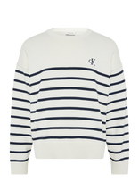 Calvin Klein Jeans - Ls Rlxd Cotton Crewnk Swtr 7Gg - Apvalios apykaklės megztinis - Balta