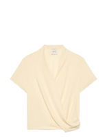 Calvin Klein - Crepe Ss Draped Wrap Top - Marškinėliai trumpomis rankovėmis - Kreminė spalva