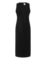 Calvin Klein - Crepe Back Satin V Neck Midi Dre - Iki kelių ir midi suknelės - Juoda
