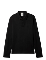 Calvin Klein - Ls Slim Supima Logo Patch Polo - Marškinėliai ilgomis rankovėmis - Juoda