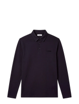 Calvin Klein - Ls Slim Supima Logo Patch Polo - Marškinėliai ilgomis rankovėmis - Tamsiai mėlyna