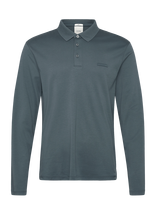 Calvin Klein - Ls Slim Supima Logo Patch Polo - Marškinėliai ilgomis rankovėmis - Tamsiai mėlyna