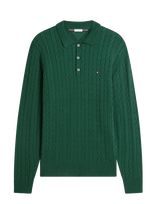 Tommy Hilfiger - Classic Cotton Cable Ls Polo - Polo marškinėliai ilgomis rankovėmis - Žalia