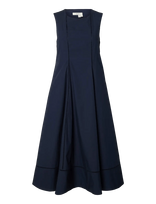 Selected - Slfdelia Reg Sl Midi Ladder Stitch Dress - Iki kelių ir midi suknelės - Tamsiai mėlyna