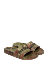 Superdry - Camo Print Pool Slide - Baseino šlepetės - Chaki spalva